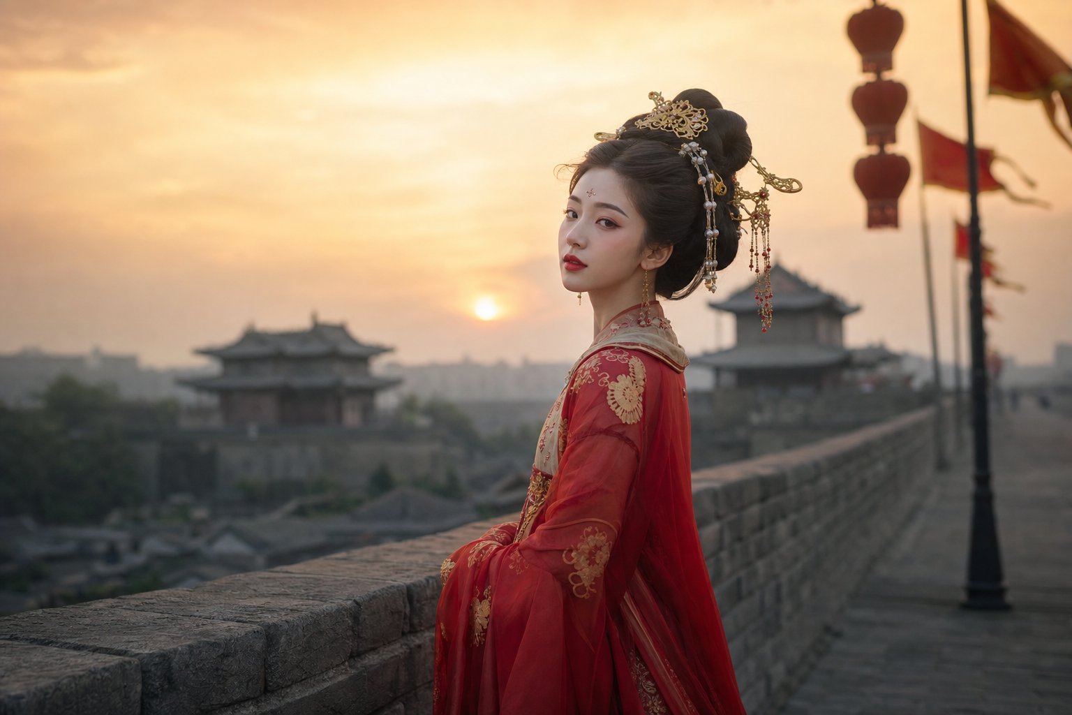 Tang-style hanfu with makeup and hairstyling, Xi'an