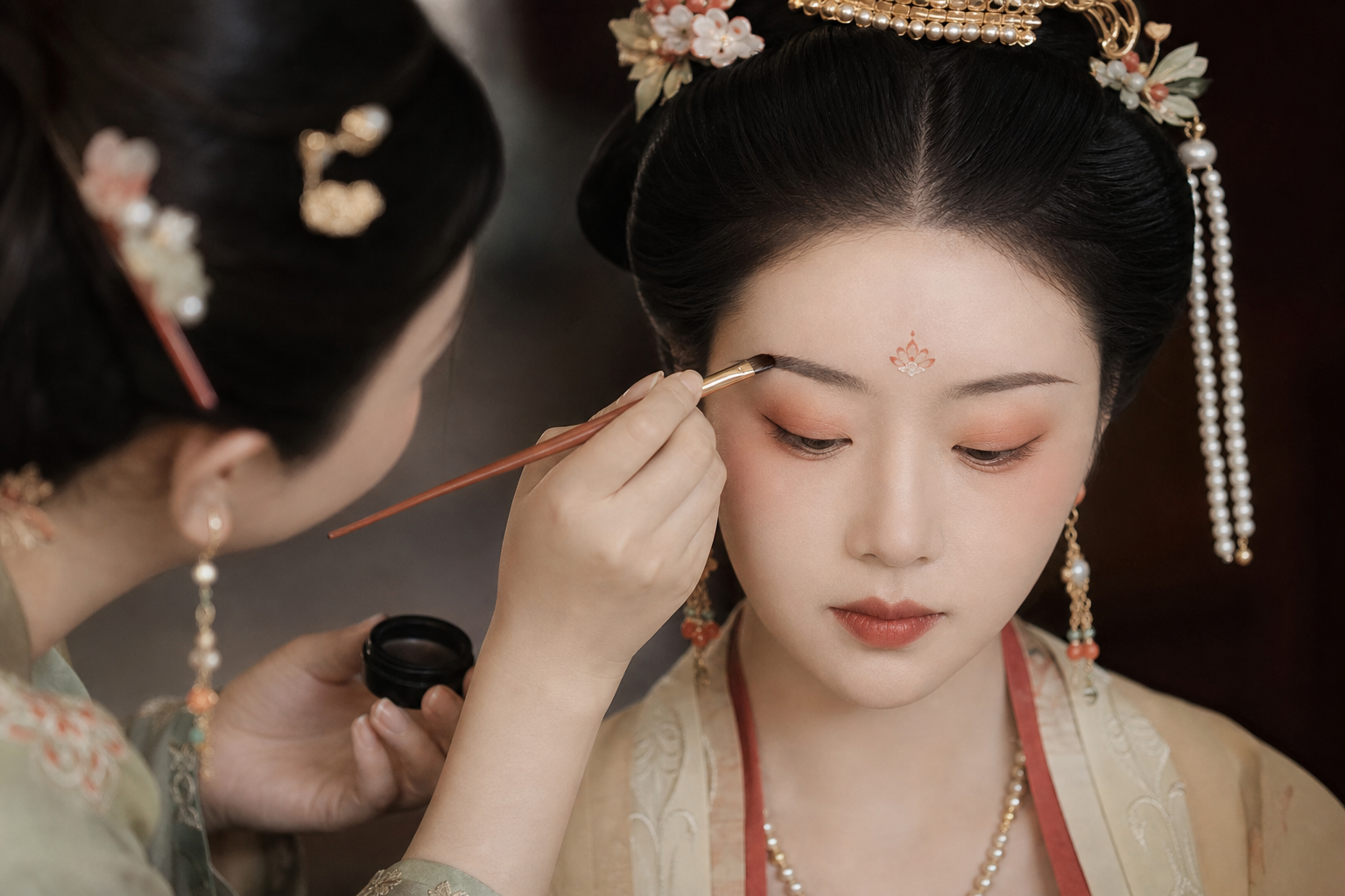 云锦长安西安汉服私人妆造细节